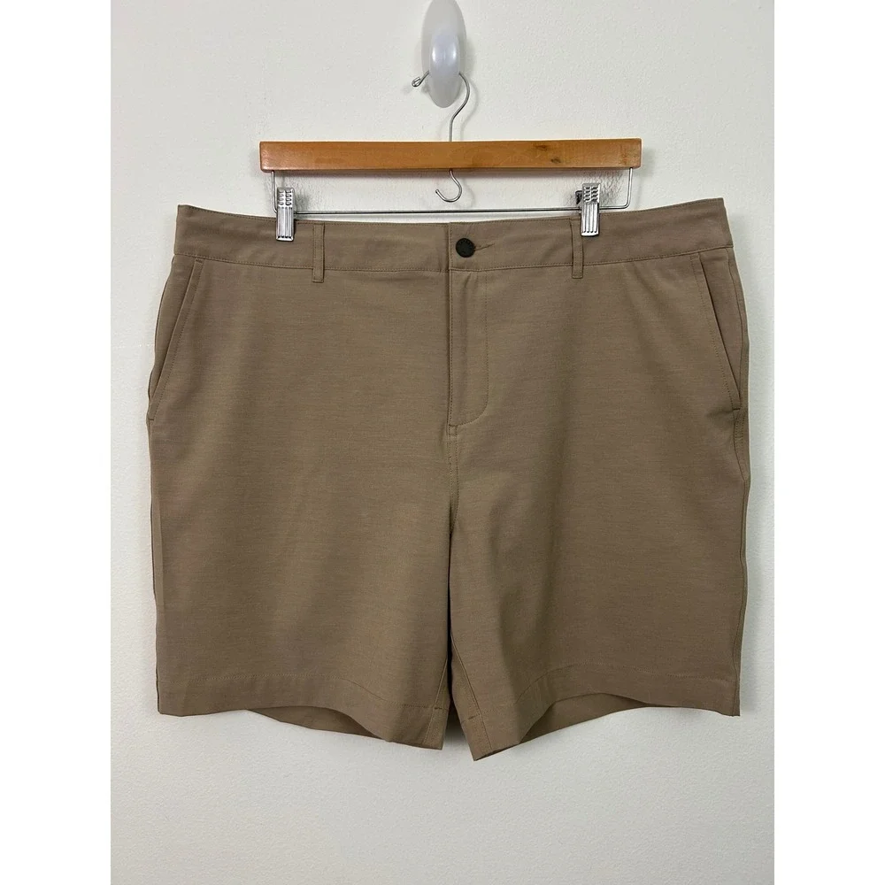 Faherty All Day Shorts Mens 38 Khaki Tan Drawstring Stretch